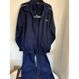 Spalding Mens L Tracksuit Set  Jacket Pants Blue vintage - Elastic - Zip‎